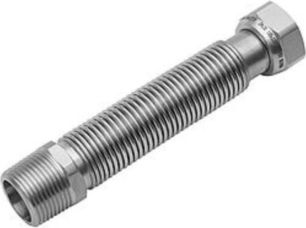 Flexo-ExDrop Edelstahlwellrohr flexibel ausziehbar I/A mit Dichtung Gewinde: IG 1 Zoll, kegeliges Außengewinde R 1 Zoll Länge: 220-420 mm