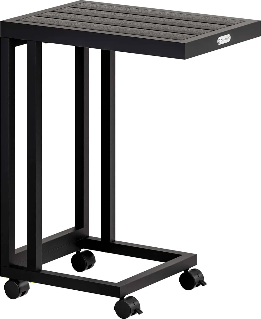 Table d'appoint en forme de C en WPC noir supportant 40 kg pour salon