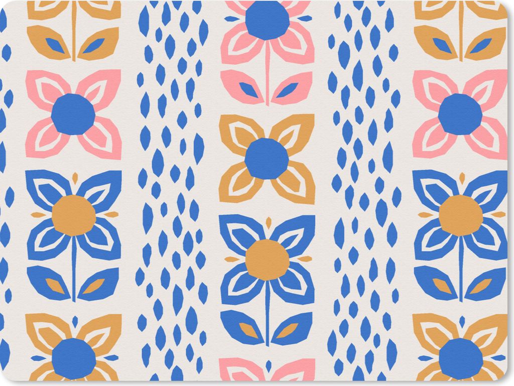 MuchoWow Mauspad Mousepad Blumen - Skandinavien - Muster 23x19 cm - Mousepads - Maus Mat - Pad - Mausunterlage - Schreibtischunterlage - Mauspad