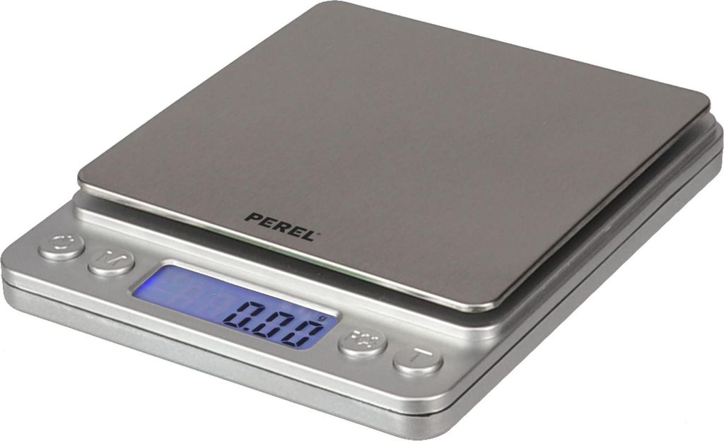 Perel Digitale Präzisionswaage 500 g, Genauigkeit bis 0,01 g, LCD-Display mit