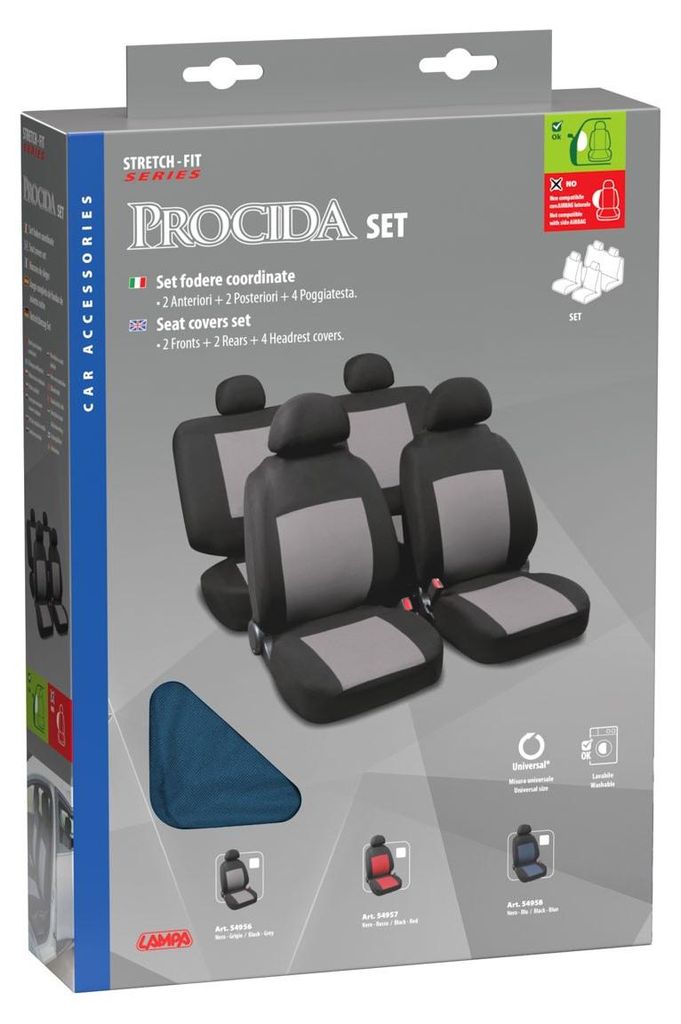 LAMPA Procida Sitzschonbezug Vorne und Hinten Polyester Schwarz Blau Sitzbezug