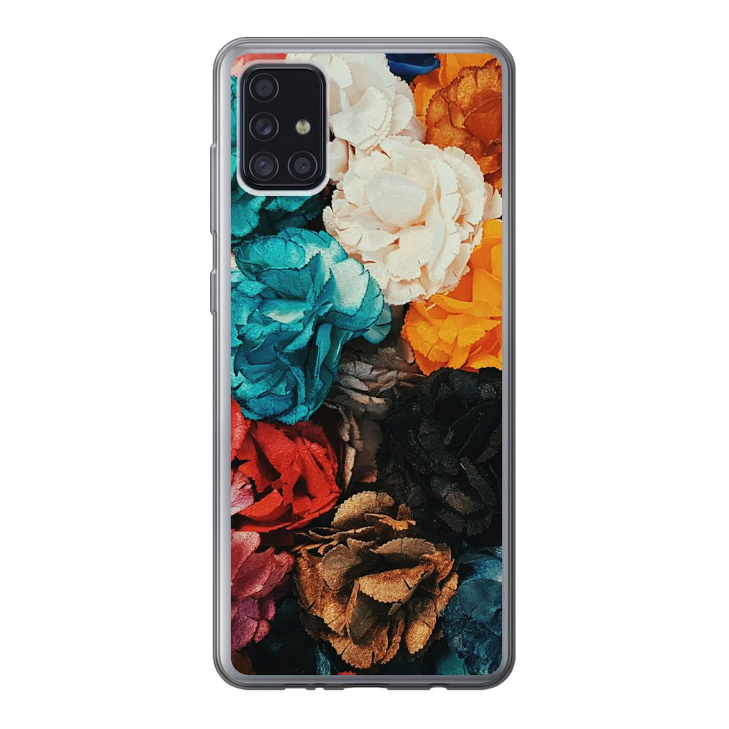 MuchoWow Handyhülle Schutzhülle Hülle für Samsung Galaxy A52 5G Wand - Rosen - Abstrakt Silikon Softcase Handy Hülle - Umschlag