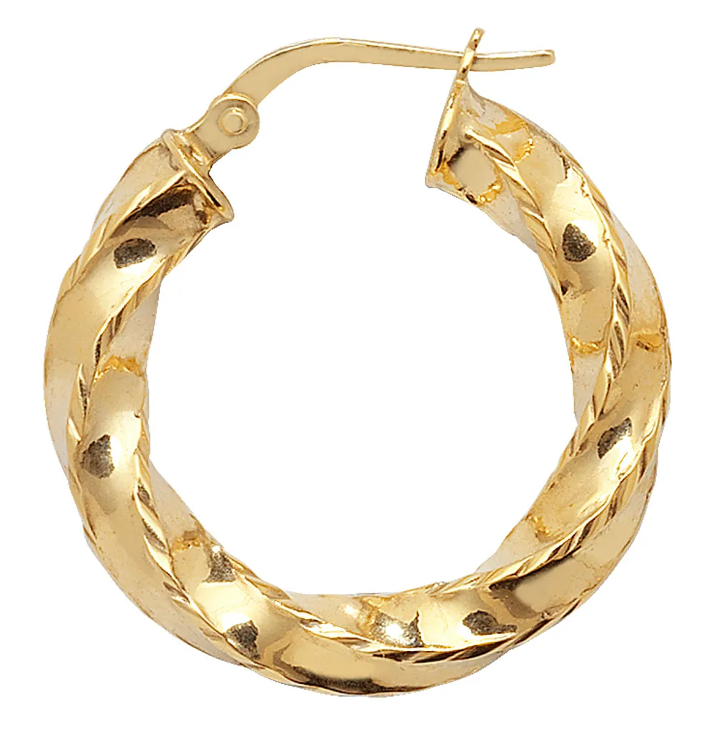 Anneaux or 375 millièmes 15 mm - Paire de créoles fines WJS11395