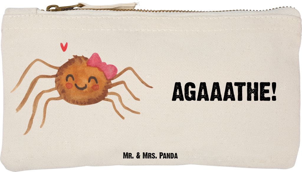 Mr. & Mrs. Panda Federtasche Spinne Agathe Freude Größe S Klein - Weiß - Geschenk, Trend, Beliebte, Federmappe, Viraler Hit, Viral, Stoffbeutel,...