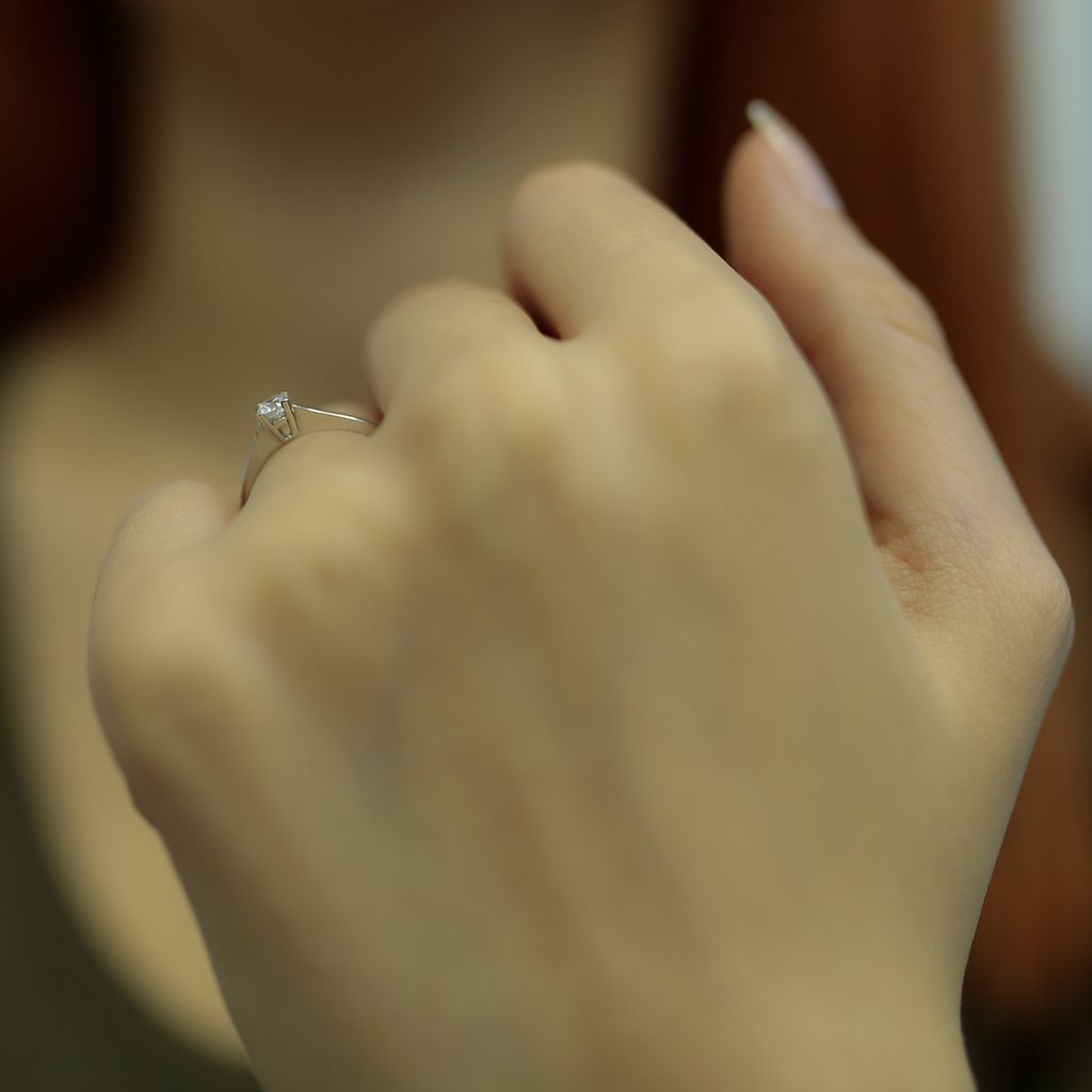 0,16 Carat Diamant Solitär Antragsring 14 Karat Weißgold - 55 (17,50 mm)