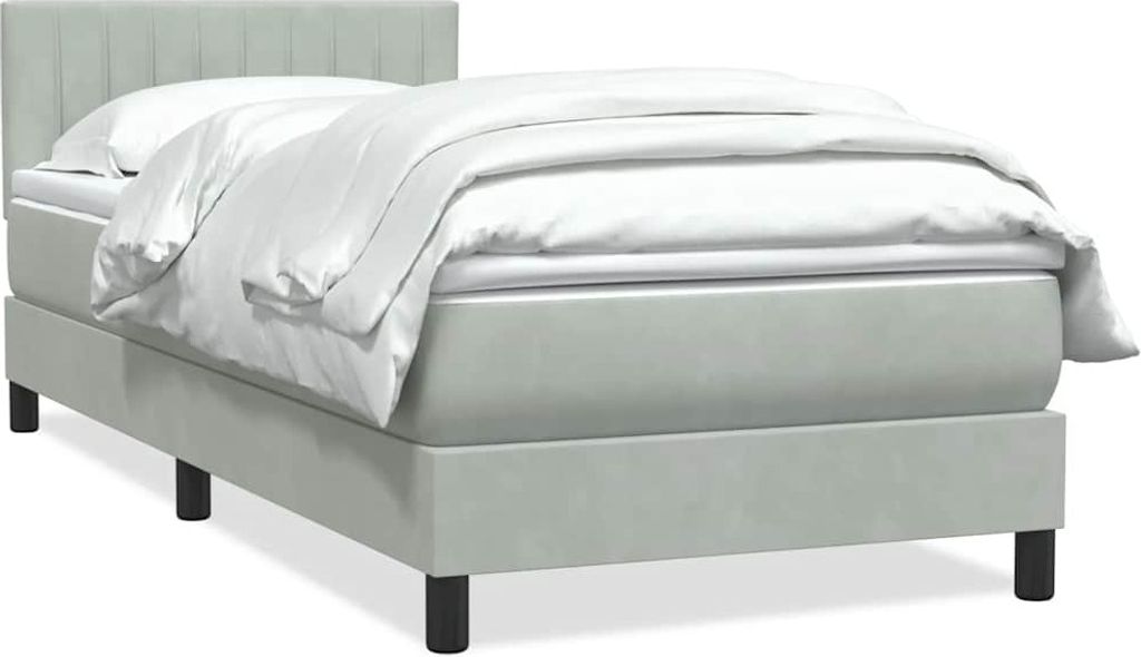 "Rabatt" Boxspringbett mit Matratze - 2 Personen - Strapazierfähiger Stoff - Hellgrau 90x210 cm Samt - Klassische Betten CC11530