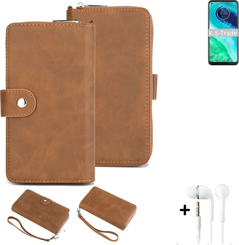 K-S-Trade 2in1 Handyhülle kompatibel mit Motorola G8 + Kopfhörer Schutzhülle & Portemonnee Schutzhülle Tasche Handytasche Case Etui Geldbörse