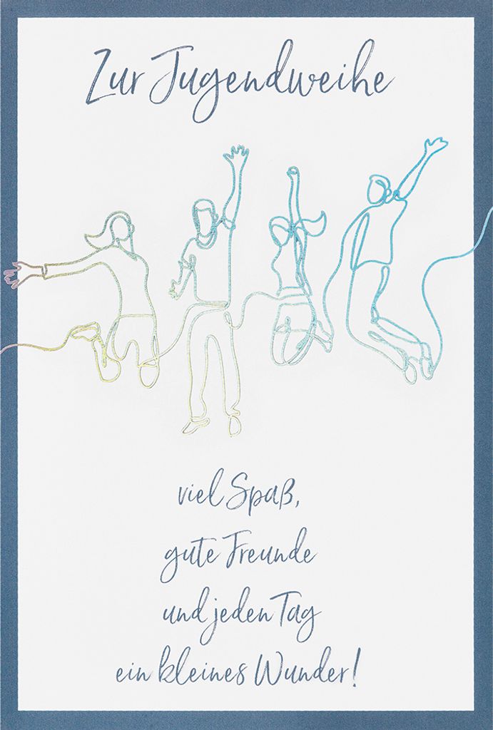 Jugendweihe Karte mit Umschlag, unverpackt, Feiernde junge Leute