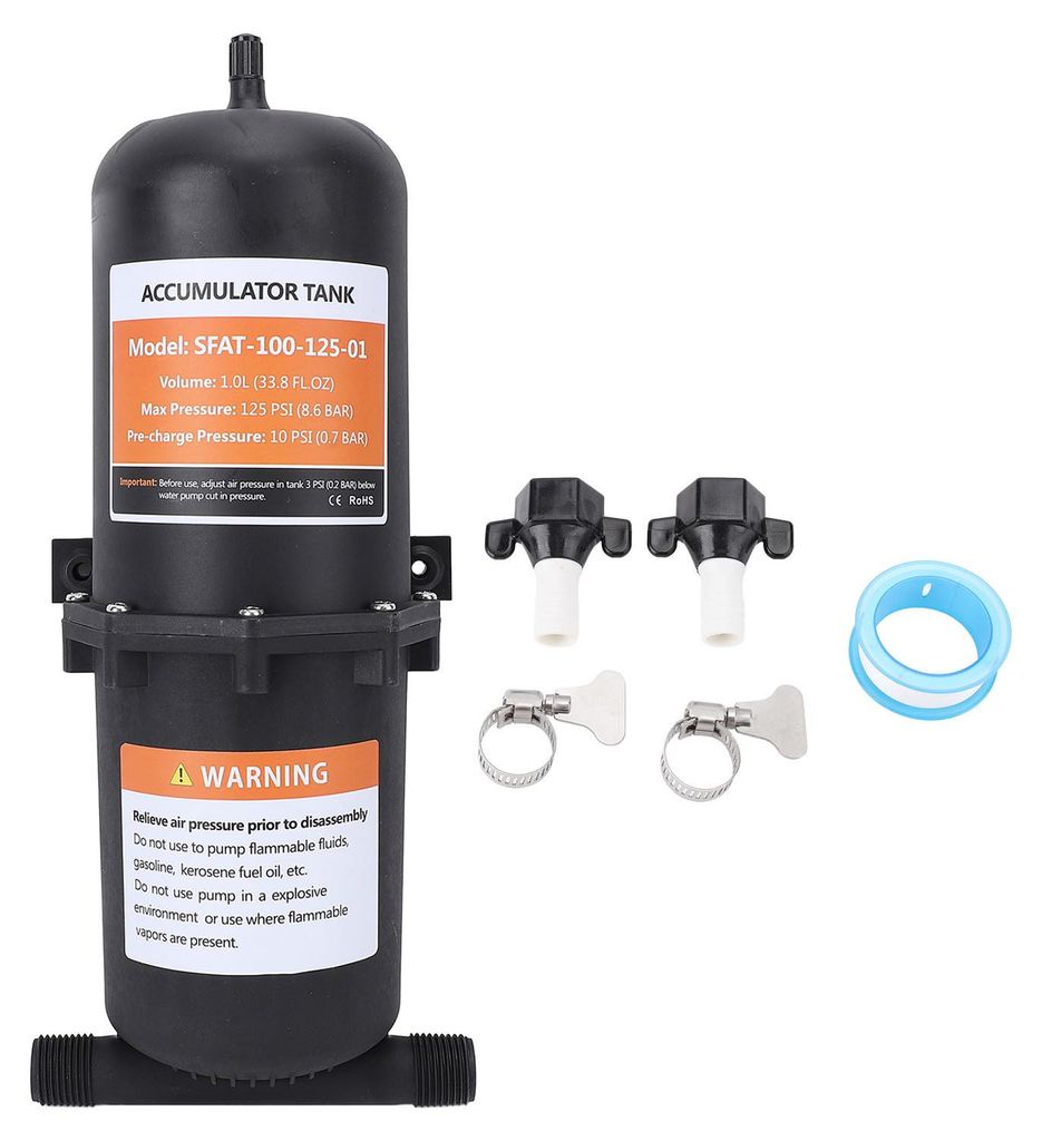 Vordrucksammlertank 1L 125PSI 1/2in MNPT RV mit 2 Klemmen PTFE-Band
