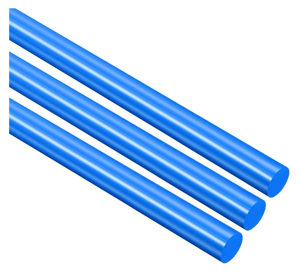 3 Stück runde Kunststoffstäbe, 6,5 mm Durchmesser, 50 cm Länge, blau (POM), Polyoxymethylen-Rundstäbe