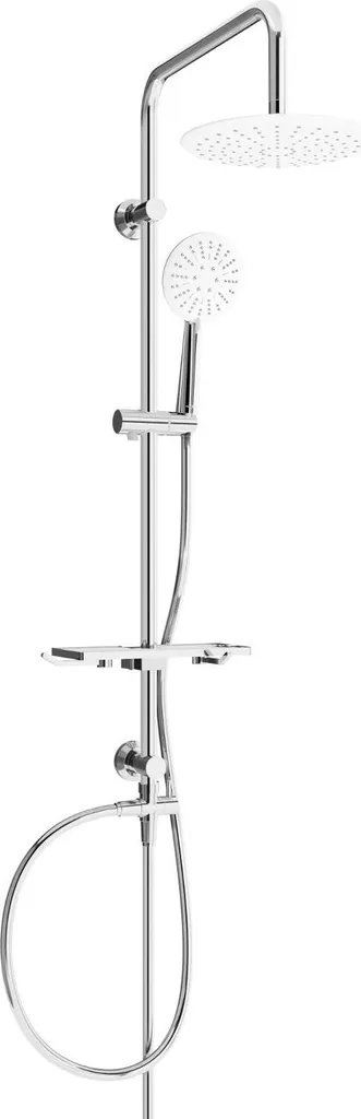 Colonne de douche fixe T67 en Chrome et Blanc - Mitigeur inclus