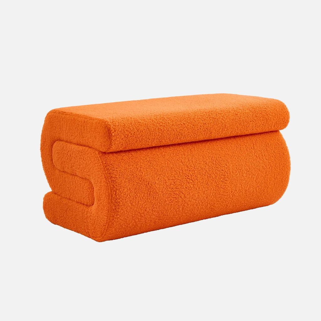 sweeek - Design Bank mit Bouclé-Bezug 1-2 Plätze - Orange Produktbild 