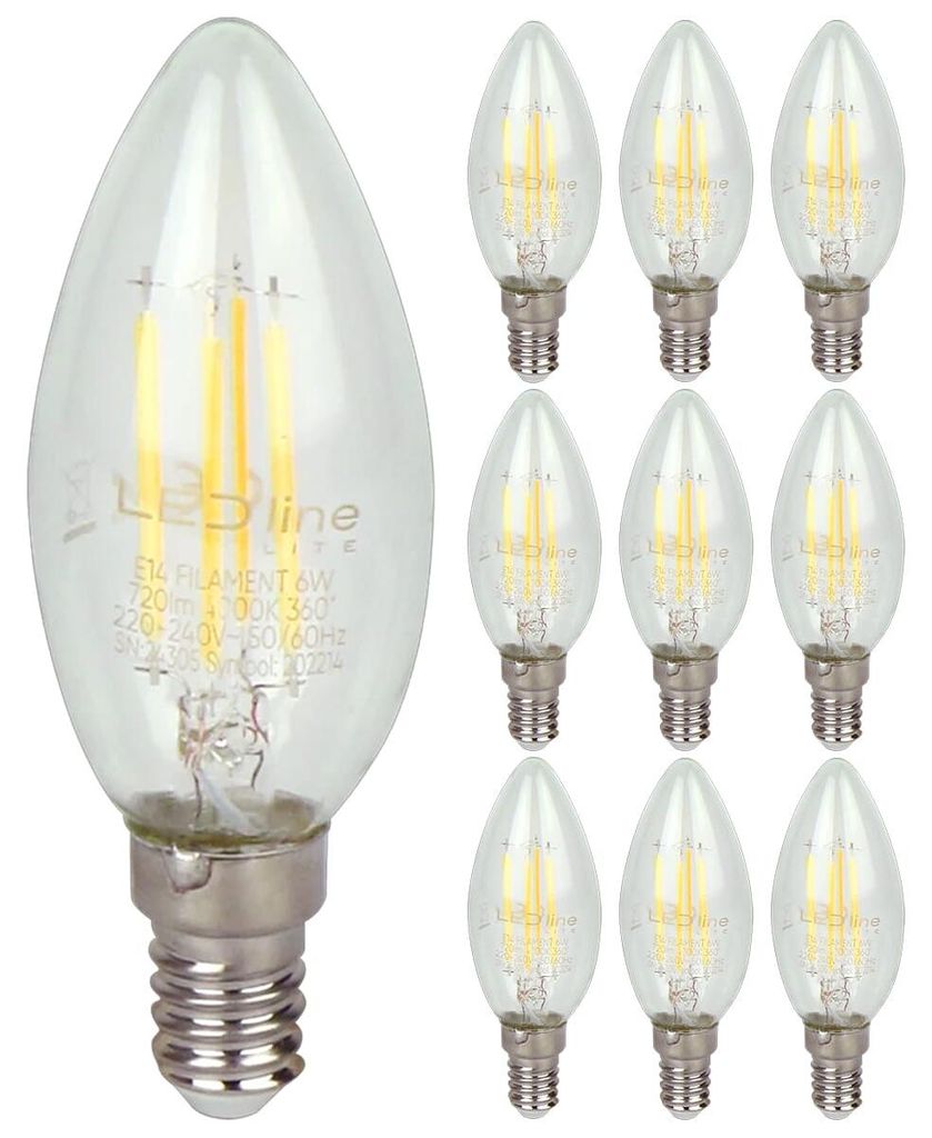 LED Line E14 LED-Lampe B35 6W 720lm 2700K warmweiß 10 Stück Produktbild 