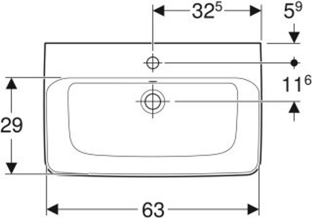 Geberit Renova Compact Waschtisch, mit Hahnloch und Überlauf, 650x400mm, 501.714.00.8
