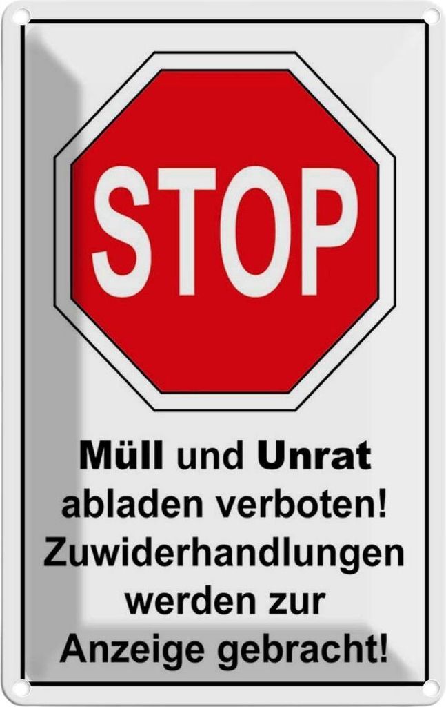 vianmo Blechschild 30x20 cm Stop Müll und Unrat verboten Warnschild Hinweisschild Sicherheit Vorsicht