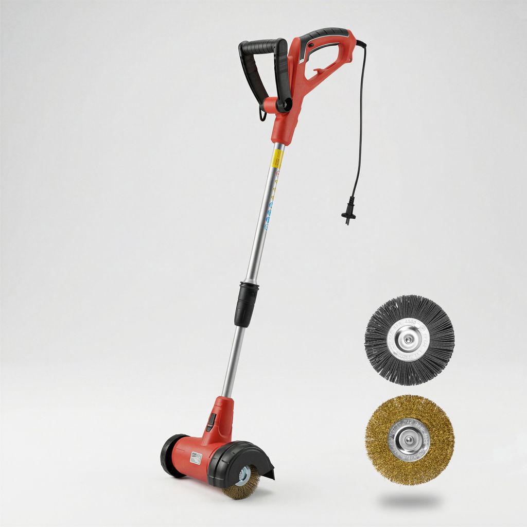 Grafner elektrische Fugenbürste mit kraftvollen 400 Watt und 1800 U/min, ergonomischer Teleskop-Handgriff, Führungsrad und Spritzschutz, incl. 2x...