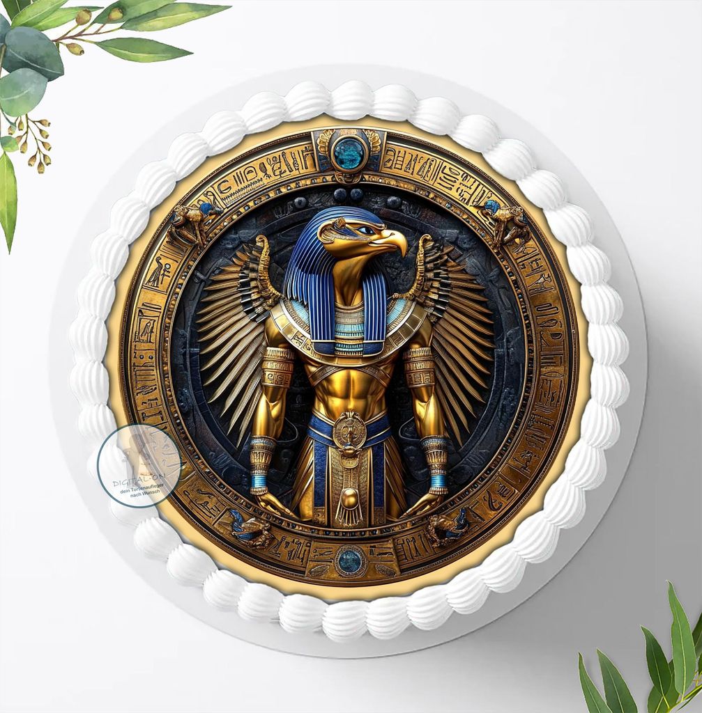 Für die Geburtstags Torte ein Tortenaufleger, Zuckerbild mit dem Motiv: Tutanchamun, Essbares Foto für Torten, Fondant, Ø 20cm, 2184z