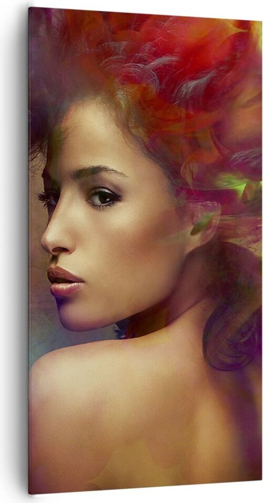 Bild auf Leinwand - Leinwandbild - frau gesicht - 65x120cm - Wand Bild - Wanddeko - Wandbilder - Leinwanddruck - Bilder - Kunstdruck - Wanddekorati...
