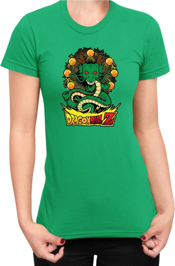 Damen T-Shirt Dragon Anime Manga Ball Z Shenron 03, Lady 2XL / Grün