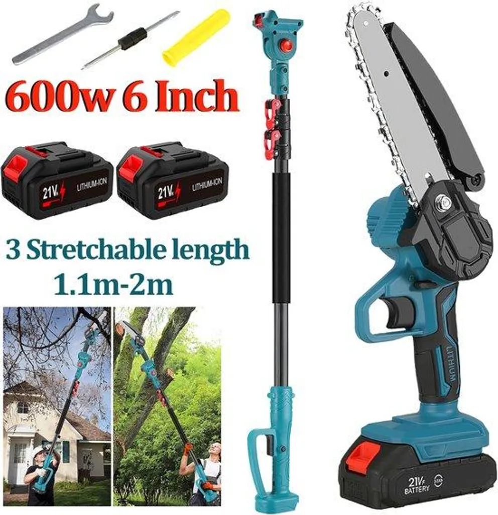 Scie électrique sans fil 21V extensible pour couper les branches hautes