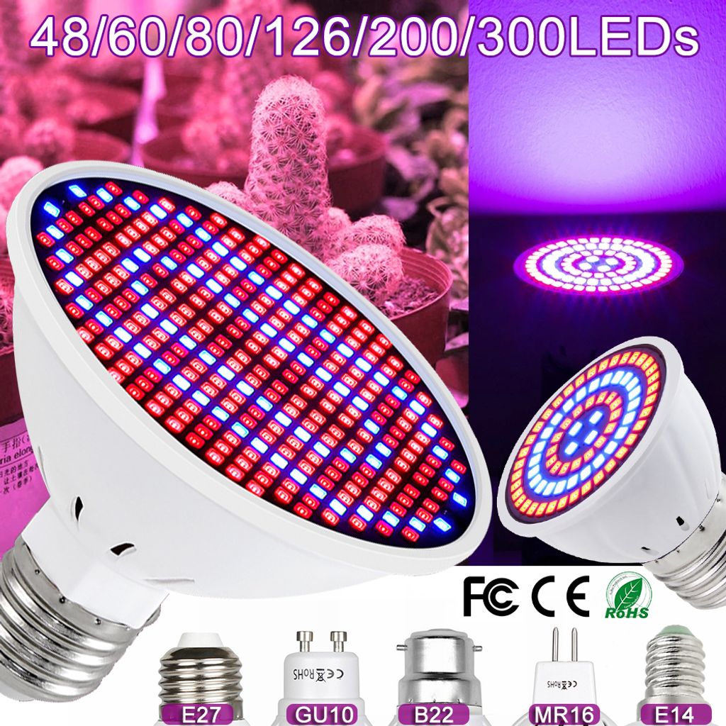 LED Pflanzenlampe UV Full Spectrum Grow Light Lampe Wachsen Licht 8W-80W E26/E27 