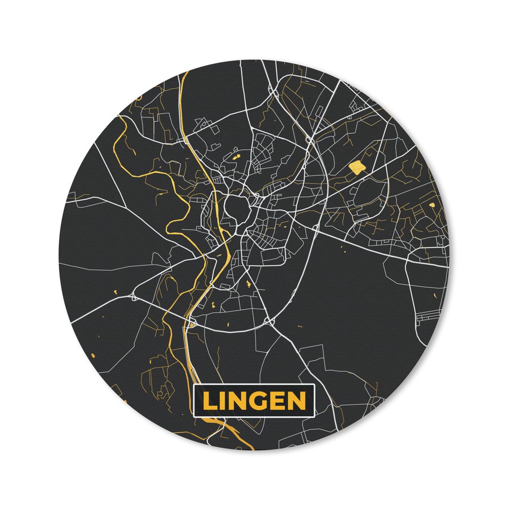 MuchoWow Mauspad Mousepad Stadtplan - Deutschland - Gold - Lingen - Karte 20x20 cm - Mousepads - Maus Mat - Pad - Mausunterlage - Schreibtischmatte