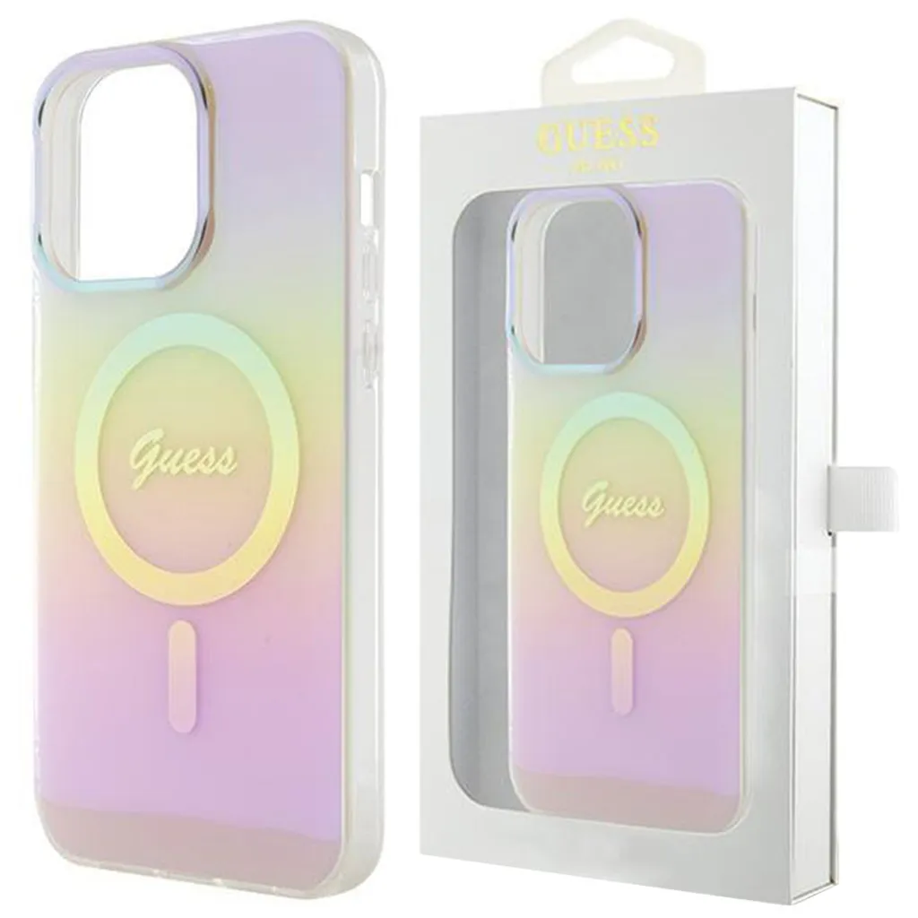 Custodia Rigida Guess iPhone 15 Pro MagSafe Pink Iridescente IML