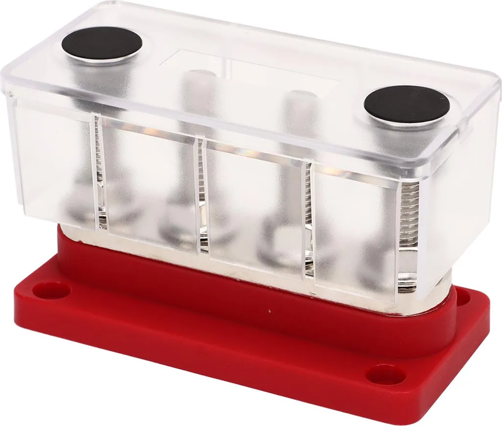 Bloc de distribution de courant 4 pôles M10 300A 12V-48V DC Rouge