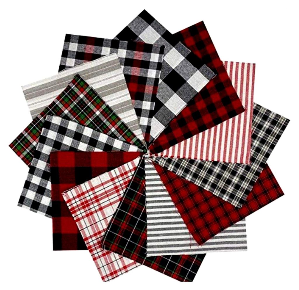 MoonyLI Weihnachtsbaumwollstoffbündel Patchwork Nähen Quilten Stoff Plaid Check Stoff DIY Scrapbook Bastelmaterial 12,5 x 12,5 cm Weihnachten Pat...