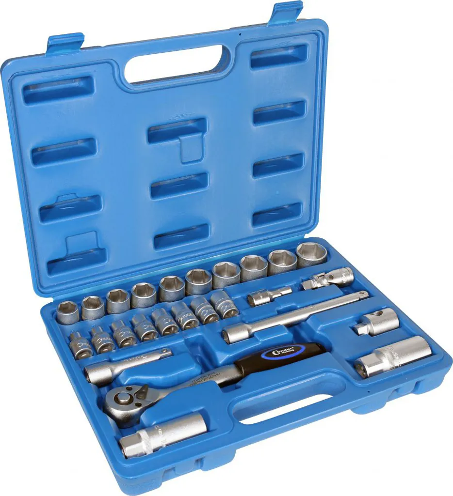 Jeu de clés à douilles 3/8 pouce en acier CV robuste - Coffret 26 pièces