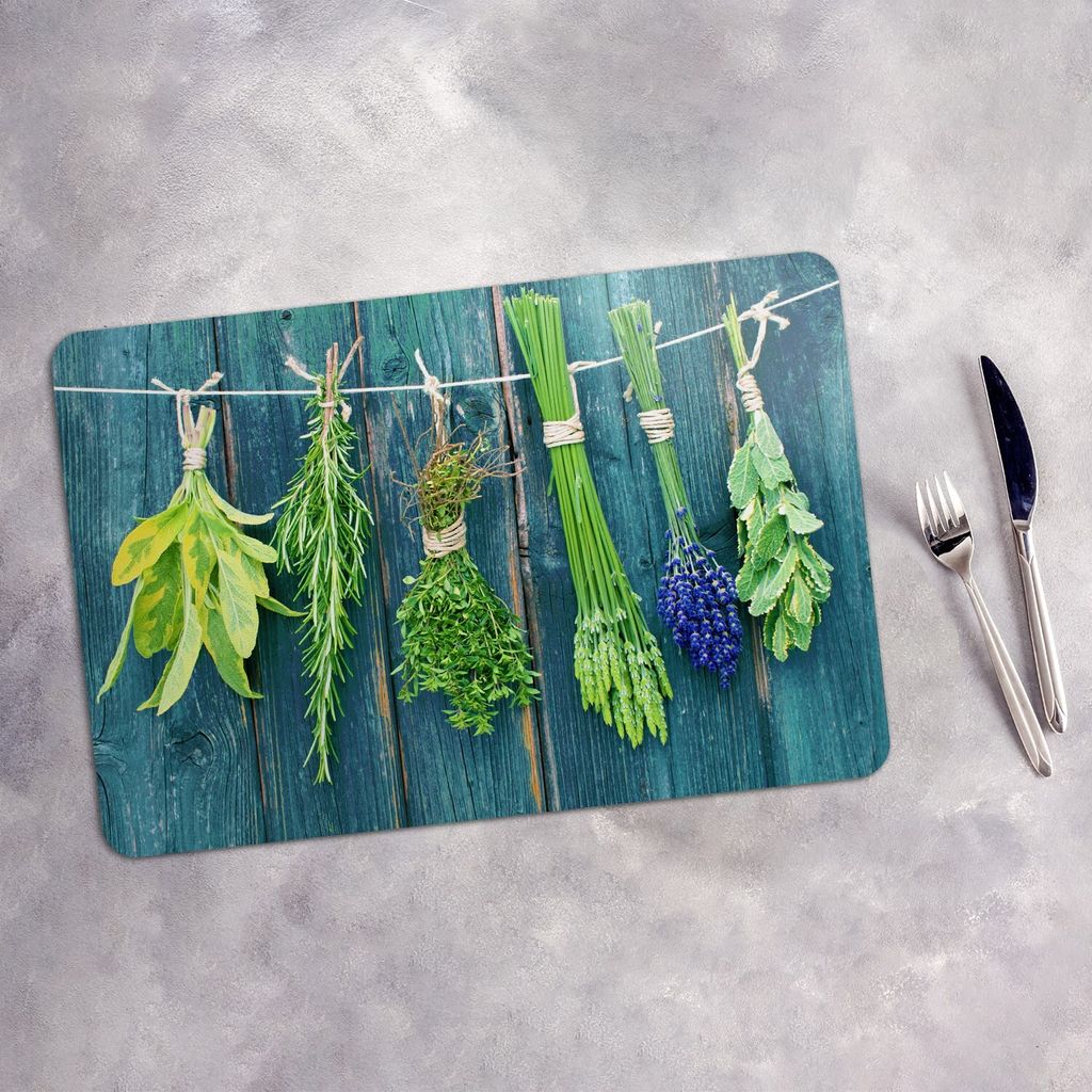 Tischset 4x45x30 cm Platzset Tischmatte Platzmatte Untersetzer - Hängende Kräuter Herbs