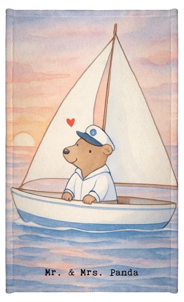 Mr. & Mrs. Panda Handtuch Bär Segeln Design - Weiß - Geschenk, Klein, Segeltörn, Segelboot, Yachtclub, Frotteetuch, Gästetuch, Kleines, Mini-Ha...