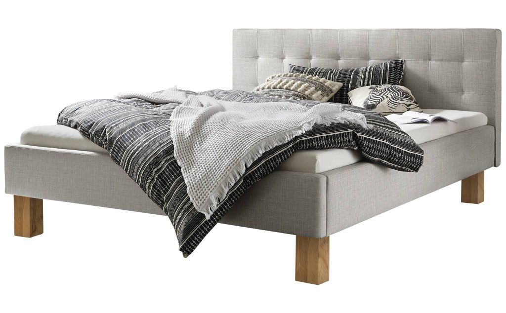 HASENA Polsterbett Noemi Wildbuche | Stoff grau 140x200