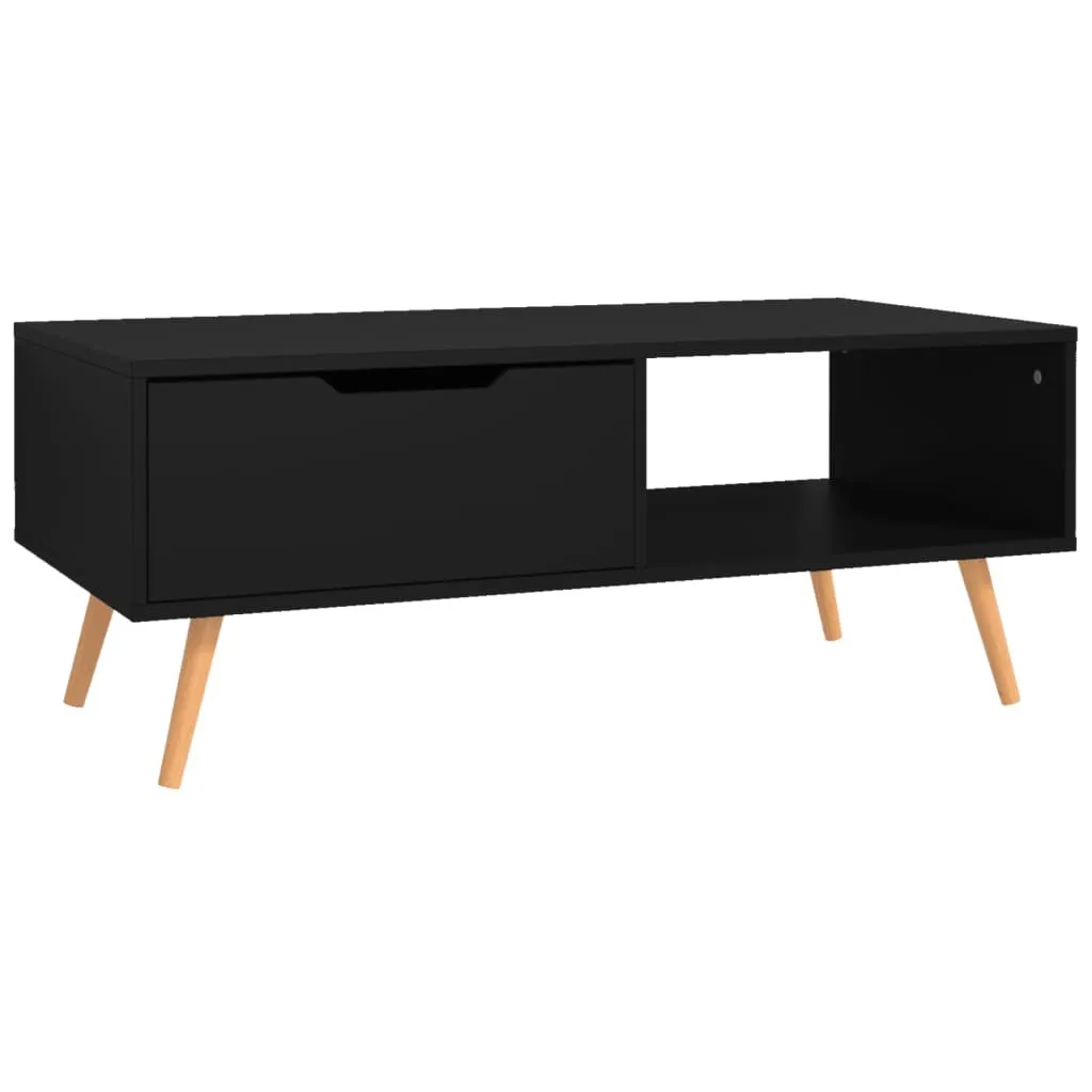 Tavolino da Caffè SYFAX Nero 100cm - Mobile Soggiorno in Legno Multistrato