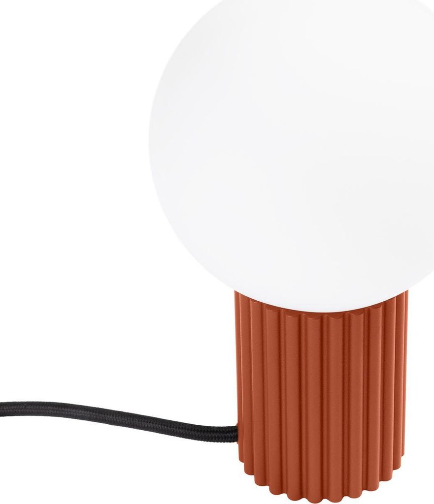Tischlampe Aluminium Glas G9 IP20 Ø 12 cm rund 19 cm hoch Ocker Weiß Kugelschirm Modern Tischleuchte
