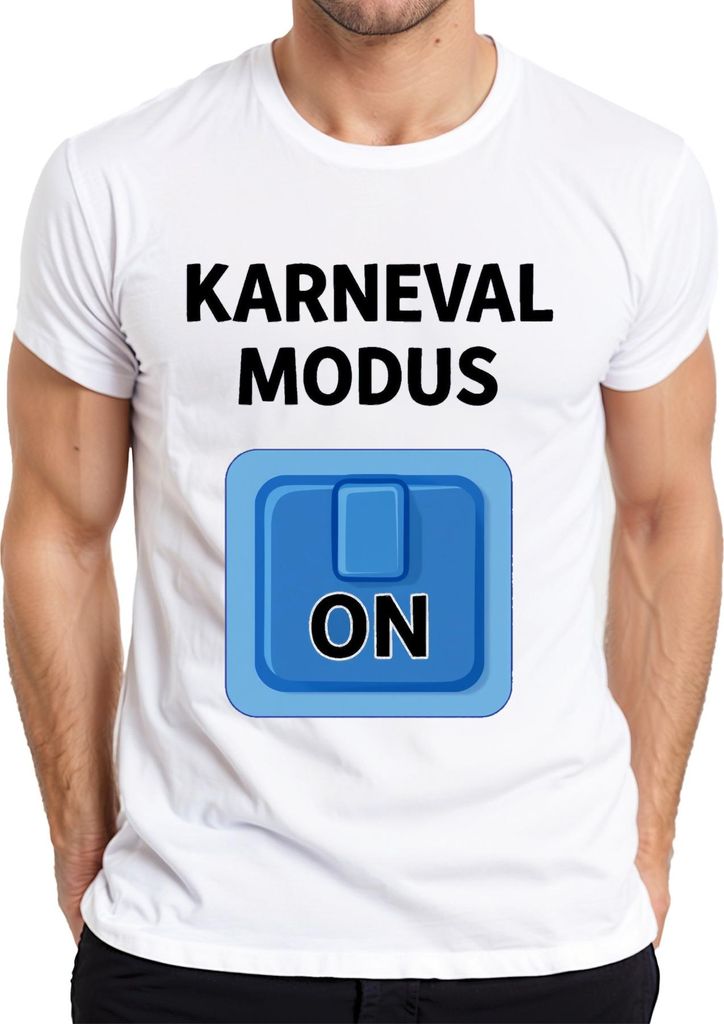 Karneval Modus On Karnevalsjeck Fastnacht Party Kostüm Herren T-Shirt, Weiß, XL