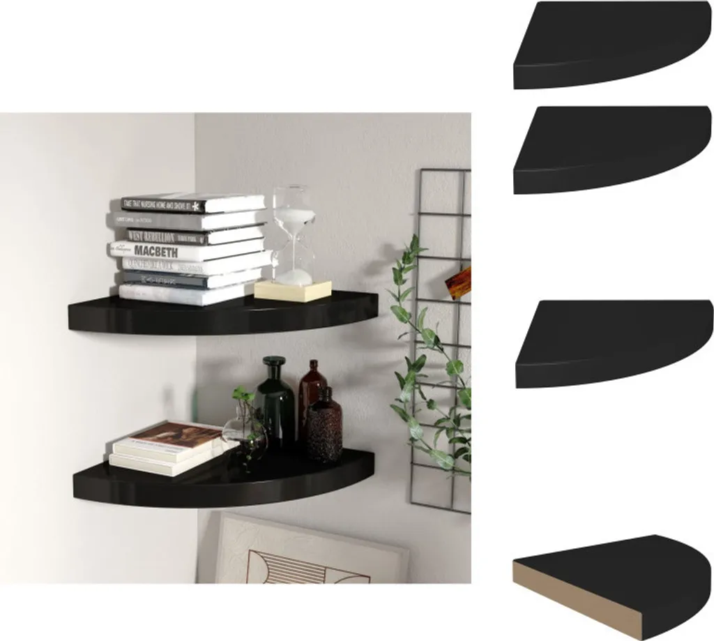 Mensole Angolari Nere 35x35 vidaXL | Montaggio Invisibile Set 2pz