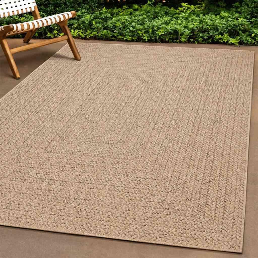 vidaXL Teppich ZIZUR Beige 200x200 cm Jute-Optik Indoor und Outdoor