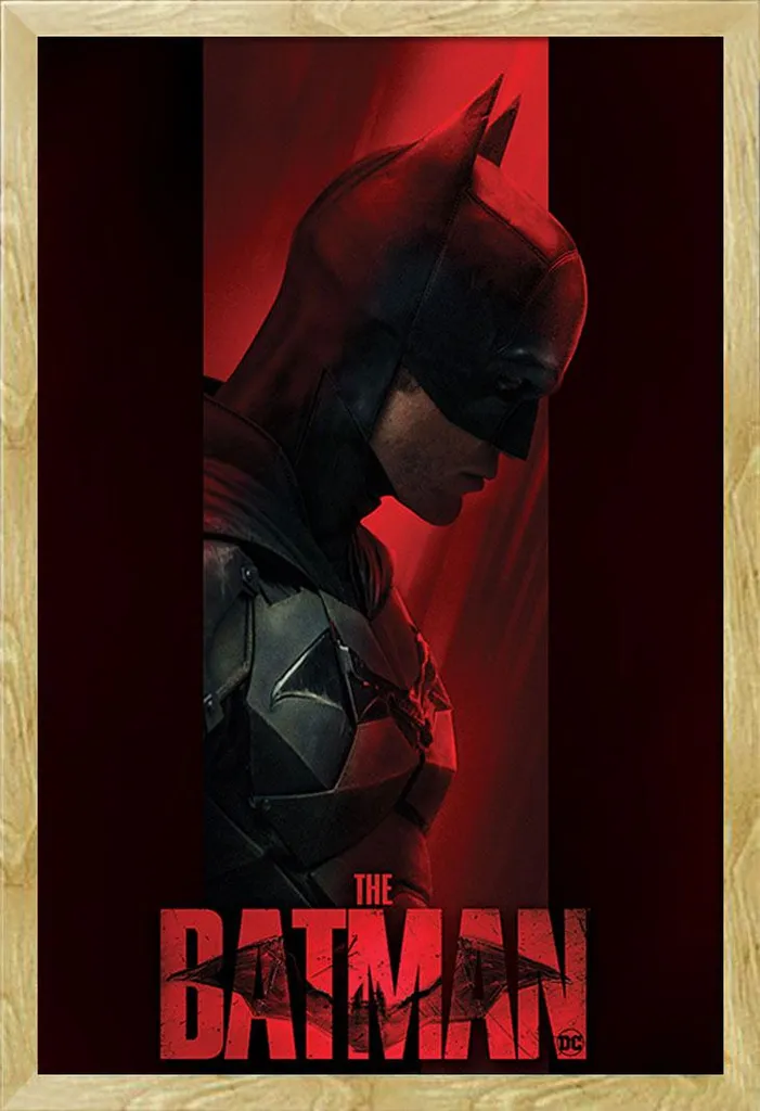 Poster Batman Out of the Shadows sous Cadre MDF Hêtre et Vitre Acrylique