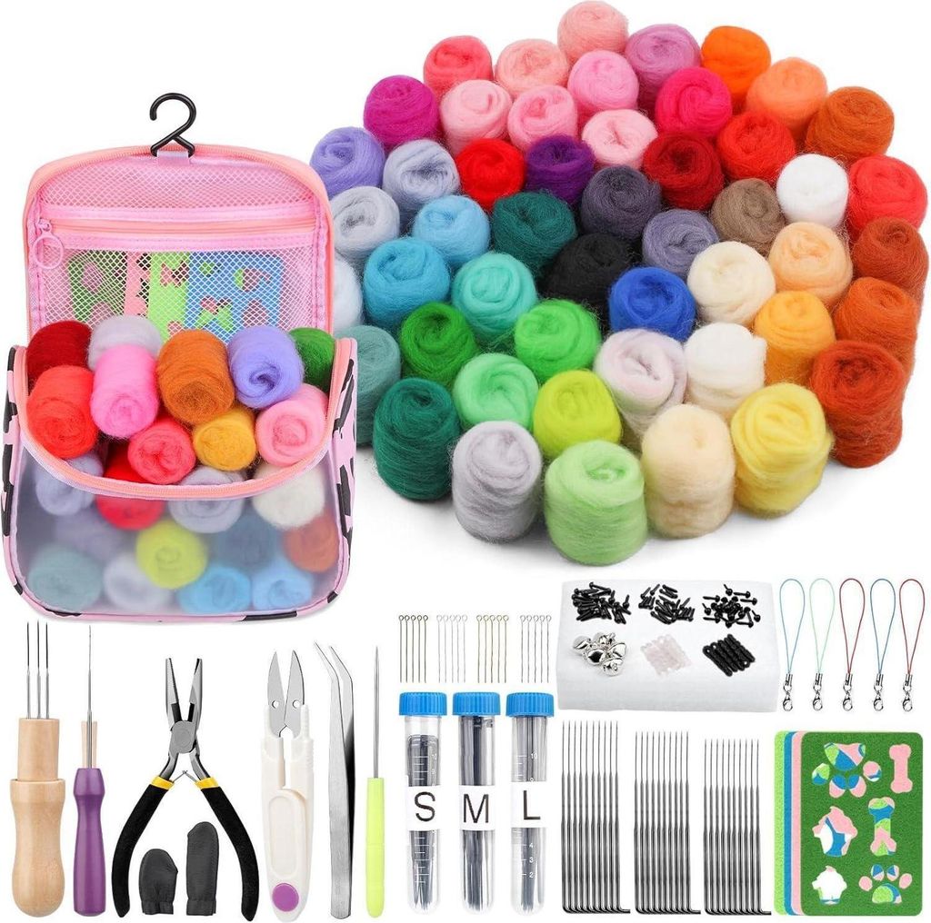 Set di feltro ad aghi 50 colori 228 pezzi in borsa con Immagine del prodotto 