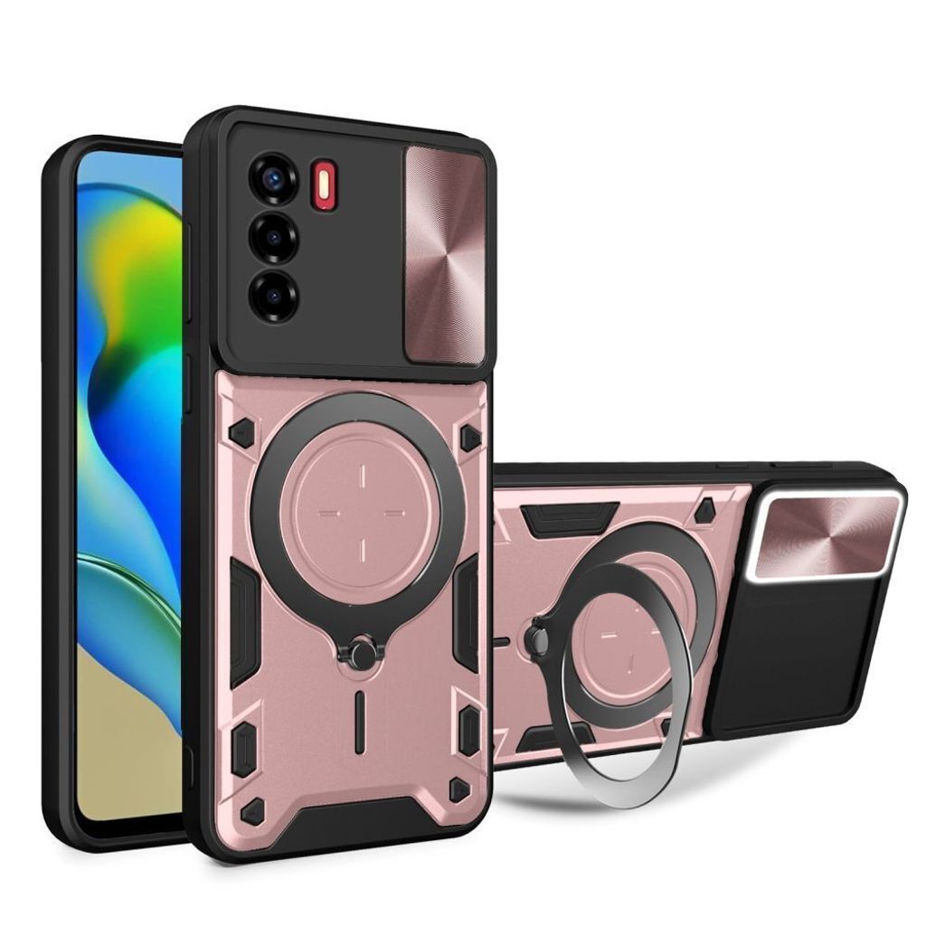 Outdoor Panzer Hülle für ZTE Handyhülle mit Slide Kameraschutz Ringhalter Bumper Blade A51 Rosegold