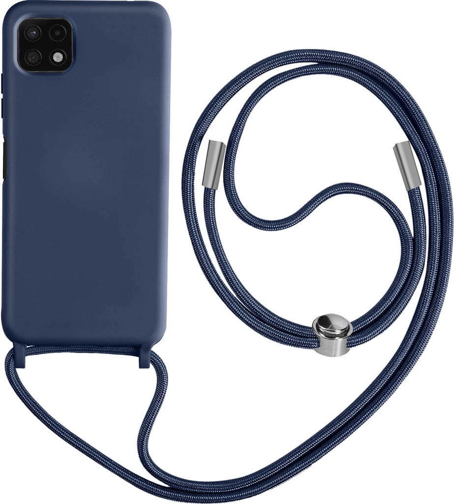 Samsung Galaxy A22 5G Schutzhülle mit 80cm langer Nylonkette - Dunkelblau