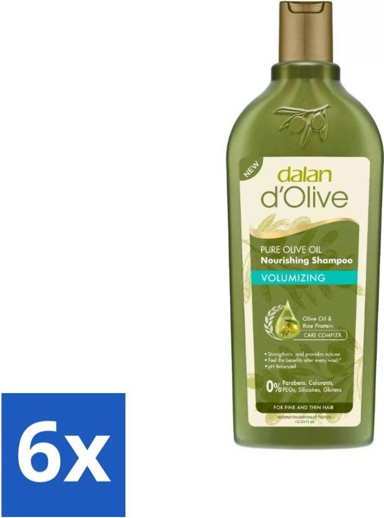 Dalan d'Olive – Shampoo – Extra Volumen – Für dünnes & feines Haar – Pflegend – 400 ml - Vorteilspack - 6 Stücke