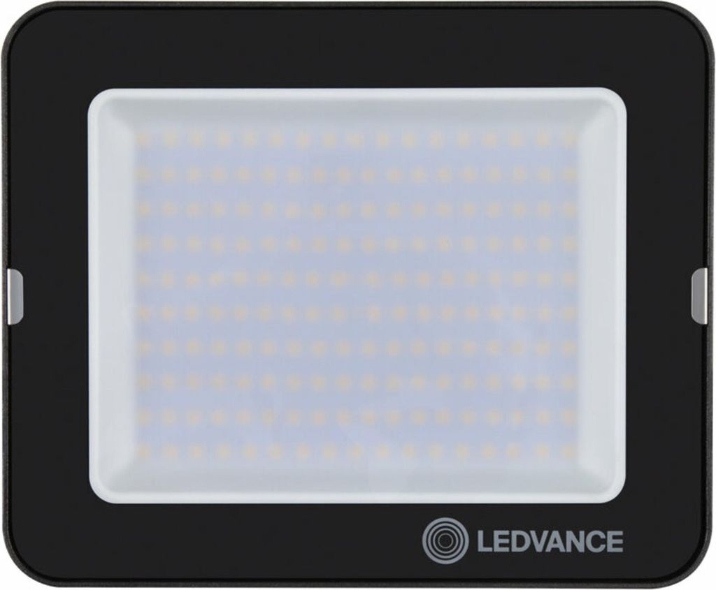 A studio shot of a black LED floodlight.