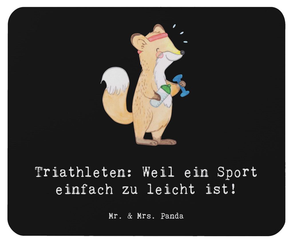 Mr. & Mrs. Panda Mousepad Triathlon Helden - Schwarz - Geschenk, computermatte, Gemeinschaft, Sportler, Durchhaltevermögen, Herausforderung, Mausp...