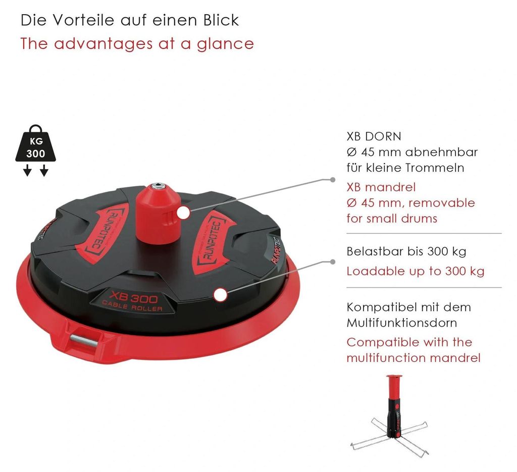 RUNPOTEC distributore di cavi XB 300 Ø 300 mm portata 300 Immagine del prodotto 