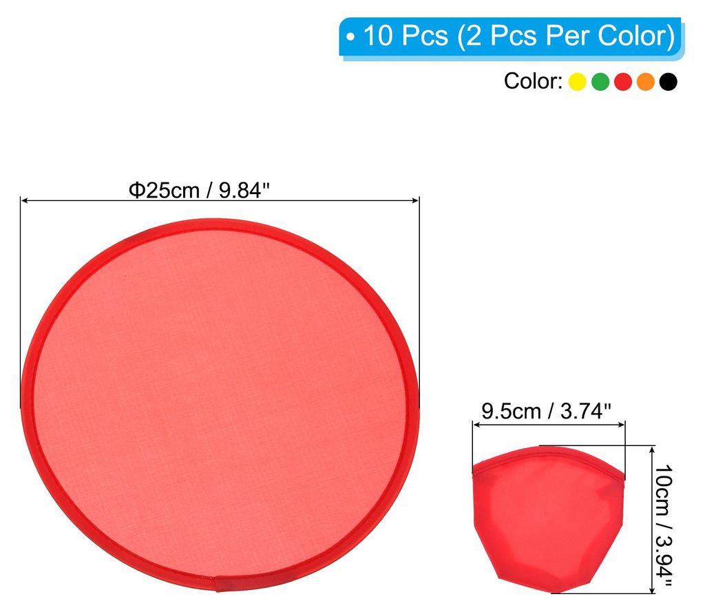 10 Zoll faltbare Wurfscheibe, 10er Pack faltbare Taschen-Wurfscheiben in verschiedenen Farben fš¹r Strand, Rasen, Park und Camping, 5 Bunte Farben