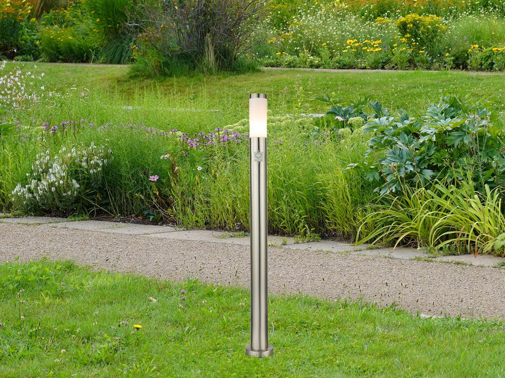 LED Pollerleuchte mit Bewegungsmelder Edelstahl Wegbeleuchtung Garten, H 110cm