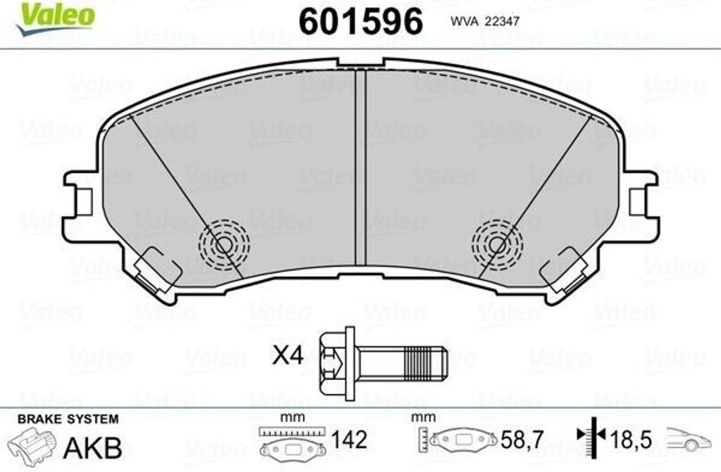 VALEO 601596 - OE 410606124R Bremsbeläge, Vorne für Scenic IV, Megane IV, Espace V (JR), Grand Scenic IV (R9), Talisman