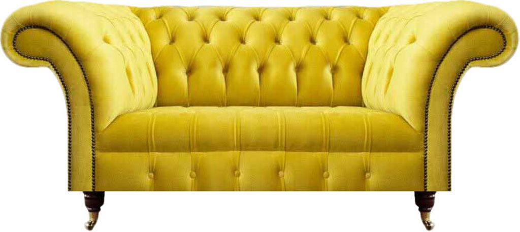 Zweisitzer Sofa Couch Gelb Modern Einrichtung Design Möbel Chesterfield